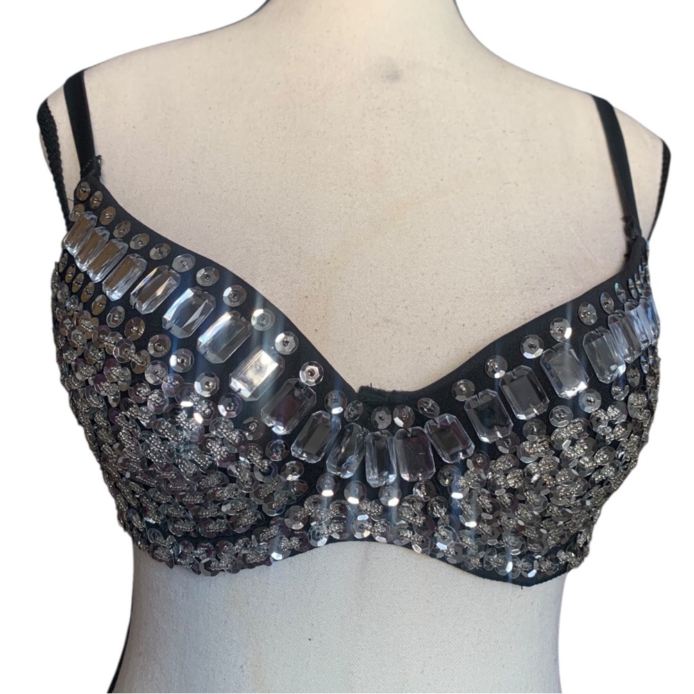 Embellished Black Bra